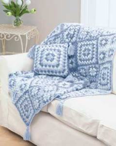 blue and white throw
